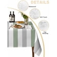 thumbnail image 2 of Sage Green Grey Stripe Table Cloth, Modern Farmhouse Vertical Striped Waterproof Tablecloth for Square Tables, Reusable Washable Fabric Table Cover for Restaurant Kitchen Dining Tables 60"x60", 2 of 6