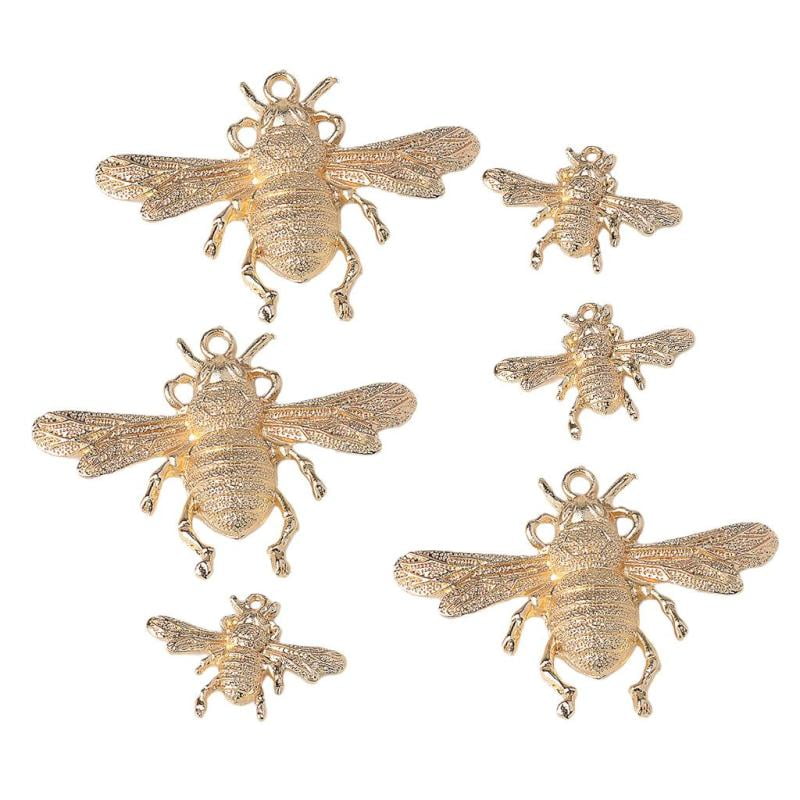 6 Pieces Gold Plated Metal Bee Charms 
