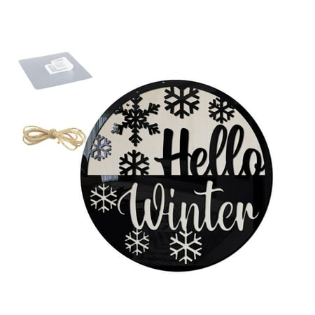 

BNisBM Christmas Decorations Christmas Door Hanger Hello Winter Acrylic Plus Wooden Double Wall Plaquesfestive Decoration Hangings 30x30cm/11.81inch With 60cm/23.62inch And Hook Breakthrough