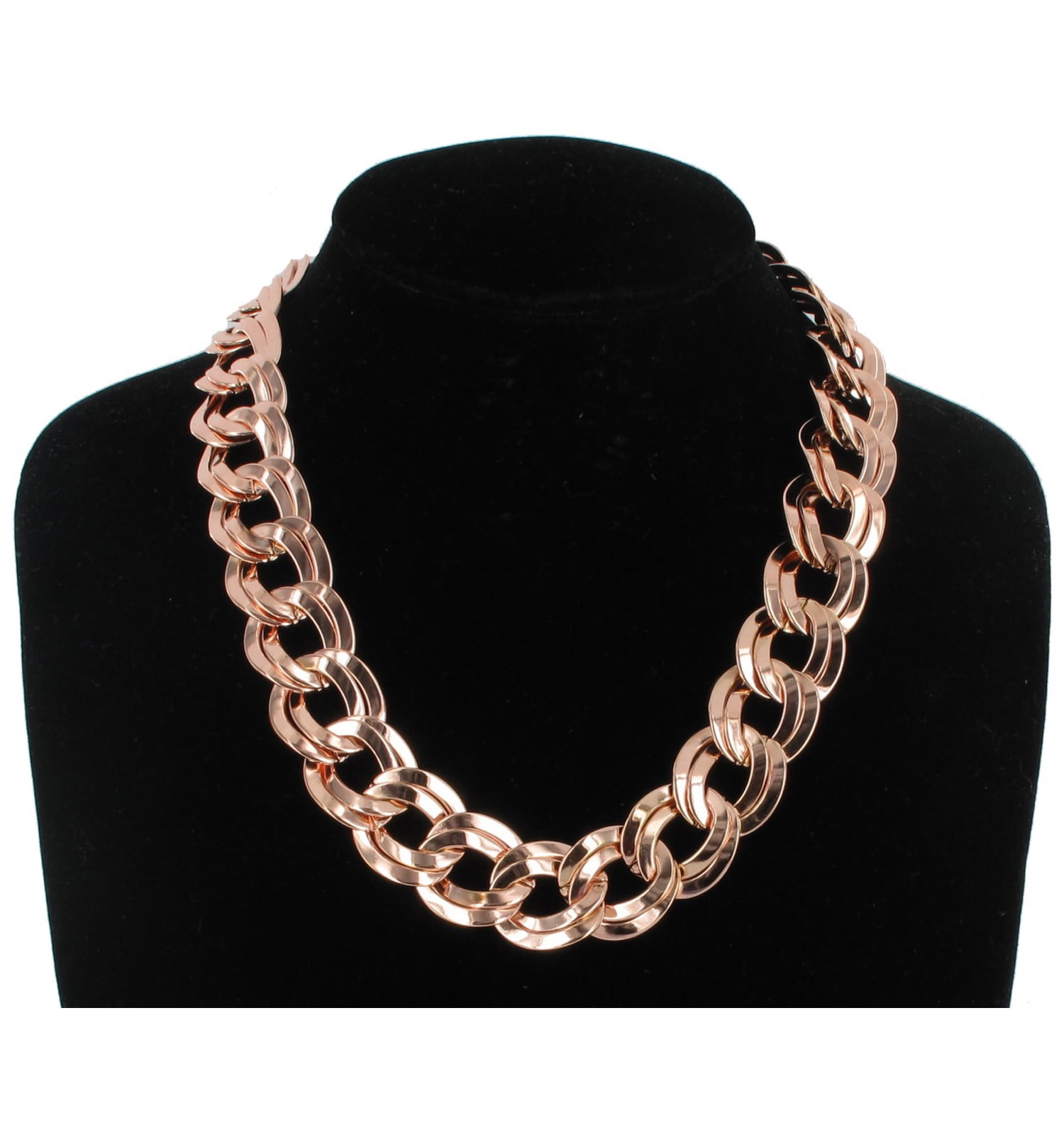 Ky & Co Rose Gold Tone Wide Double Curb Chain Link Necklace 18" Ladies Adult Female Women