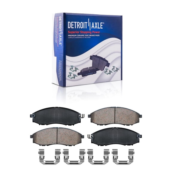 Detroit Axle - Front Brake Pads for 2003-2004 Nissan Frontier, 2000-2004 Xterra, Ceramic Brake Pads w/ Hardware Replacement
