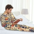 thumbnail image 6 of Salouo Floral With Birds And Fantasy Flowers Print Button-Front Long Sleeve Pajama Set for Men, Soft 2Pjs Men's Long Sleeve Sleepwear-X-Large, 6 of 7