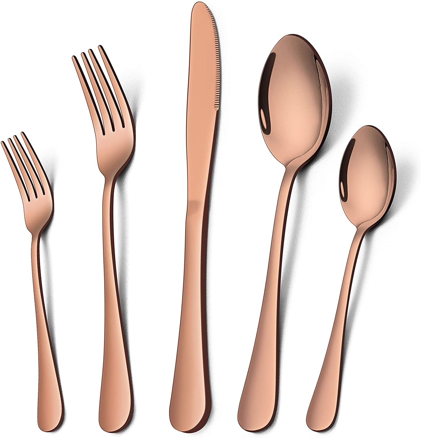 VeSteel 20 Piece Copper Silverware Flatware Set for 4, Stainless Steel