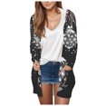 thumbnail image 1 of Cárdigan para mujer, blusa informal de manga larga con estampado y bolsillo, cárdigan con capucha, abrigo holgado de algodón de imitación para mujer, 1 of 4