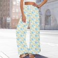 thumbnail image 6 of WTOBBY Women's Floral Print Wide Leg Pants with Deep Pockets, High Waist Drawstring Comfort Trousers for Casual and Outdoor Wear,Light Blue M, 6 of 6