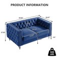 thumbnail image 2 of HUMEHA 59 Inch Navy Blue Velvet Tufted Loveseat, Square Arms with Button Detail, Nailhead Trim, Crystal Acrylic Legs for Living Room, Bedroom, 2 of 8