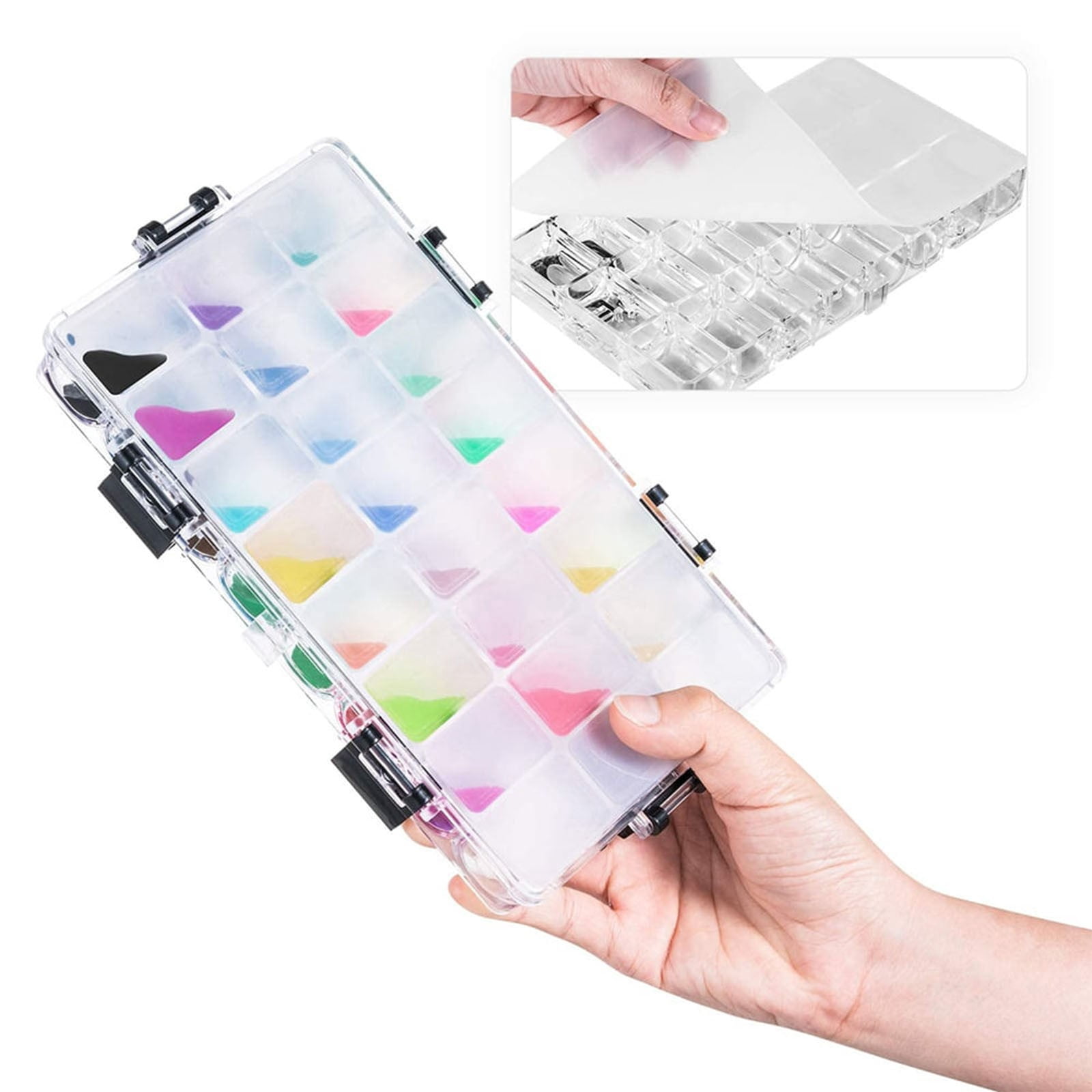 XKHZJL Watercolor Palette Box, Paint Palette Box Airtight Leak Proof Travel Palette Case for Watercolors Half Pans, Acrylic, Gouache and Oil Paint