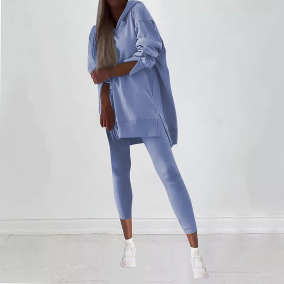 Women's Two-Piece Set Round Neck Long Sleeved Casual Leggings Fashionable Breathable Lightweight Two-piece Set for Women