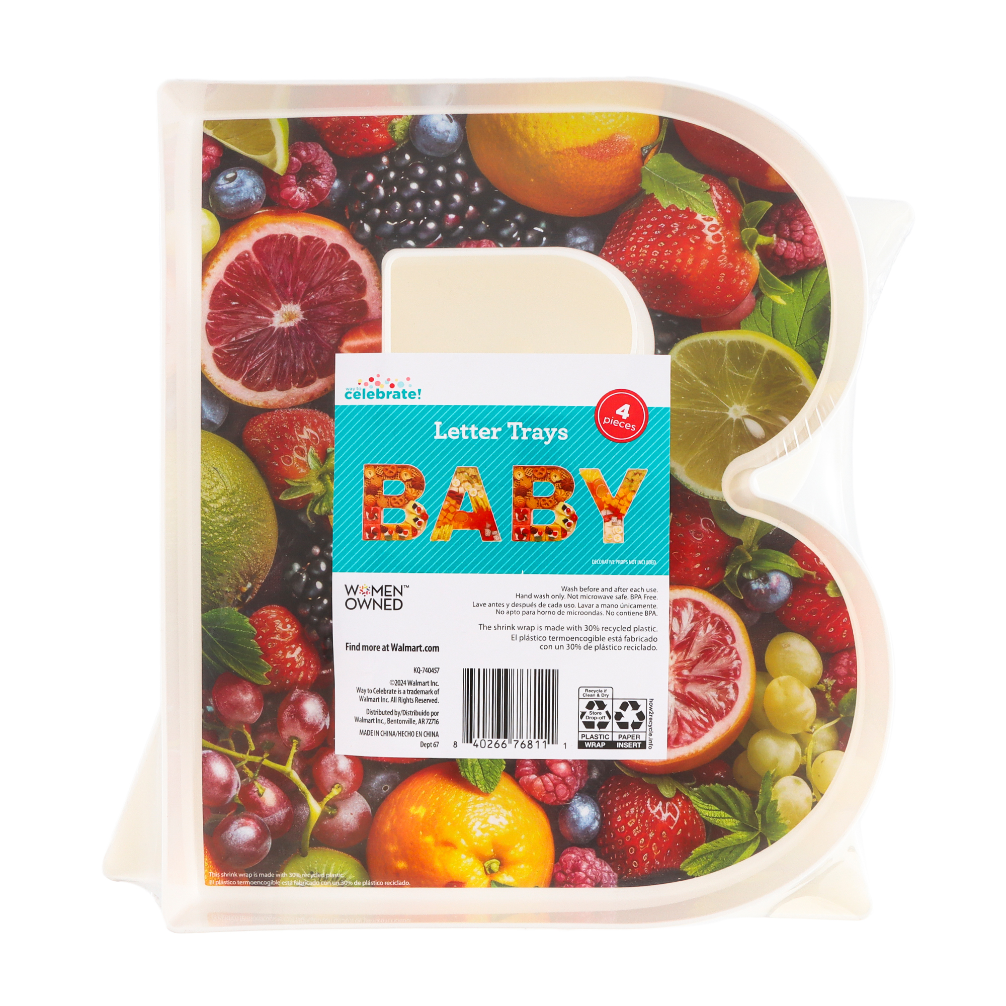 White Plastic Baby Letter Trays, 4 Pieces, by Way To Celebrate