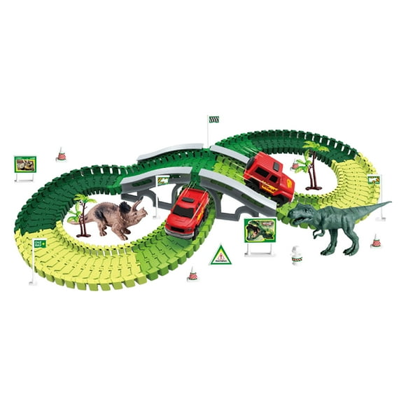 Juguetes de dinosaurio de bricolaje Juguete modelo eléctrico flexible Actides para niños Juego de juguete de pista de carreras para niños de 3 4 5 141 piezas Sunnimix Juego de pista de tren