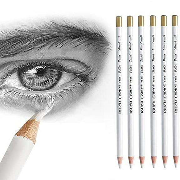 6 PCS Eraser Pencils Set for Artists, Wooden Sketch Professional Highlight Painting Eraser Pen for Sketching Charcoal Drawings, Revise Erasing Details for Limner