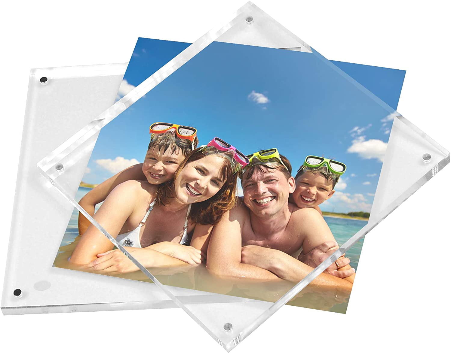 Americanflat 8x8 Acrylic Frame, transparent and scratch-resistant quality, free-standing frame for tabletop