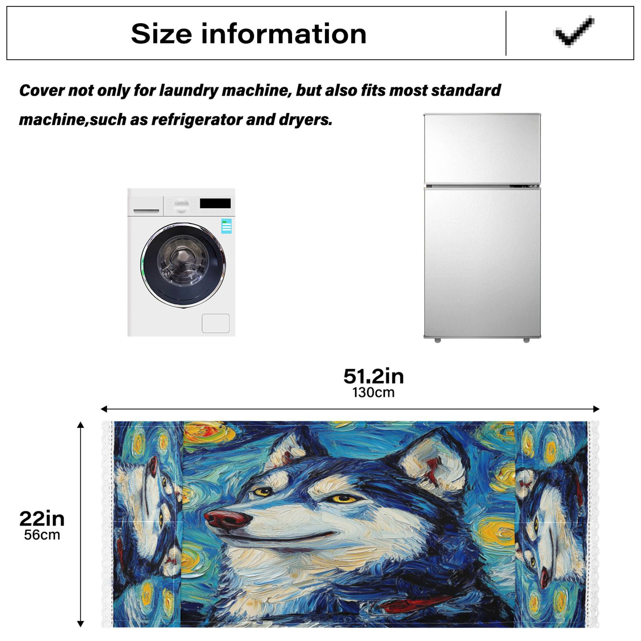 WOBOGO Oil Painting Styles Husky Washing Machine Cloth Dryer Refrigerator Top Cover Protective Non-Slip Mat For Kitchen Laundry