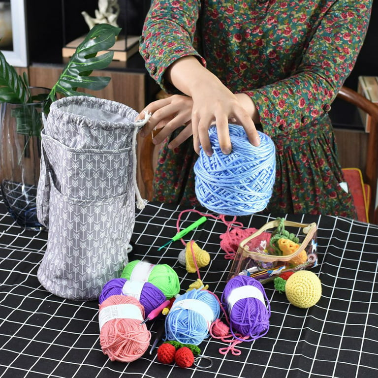 Yarn Storage Bag Round Knitting Wool Yarn Bags Organizer Crochet Sewing  Needles Handbag Weave Tools Accessories