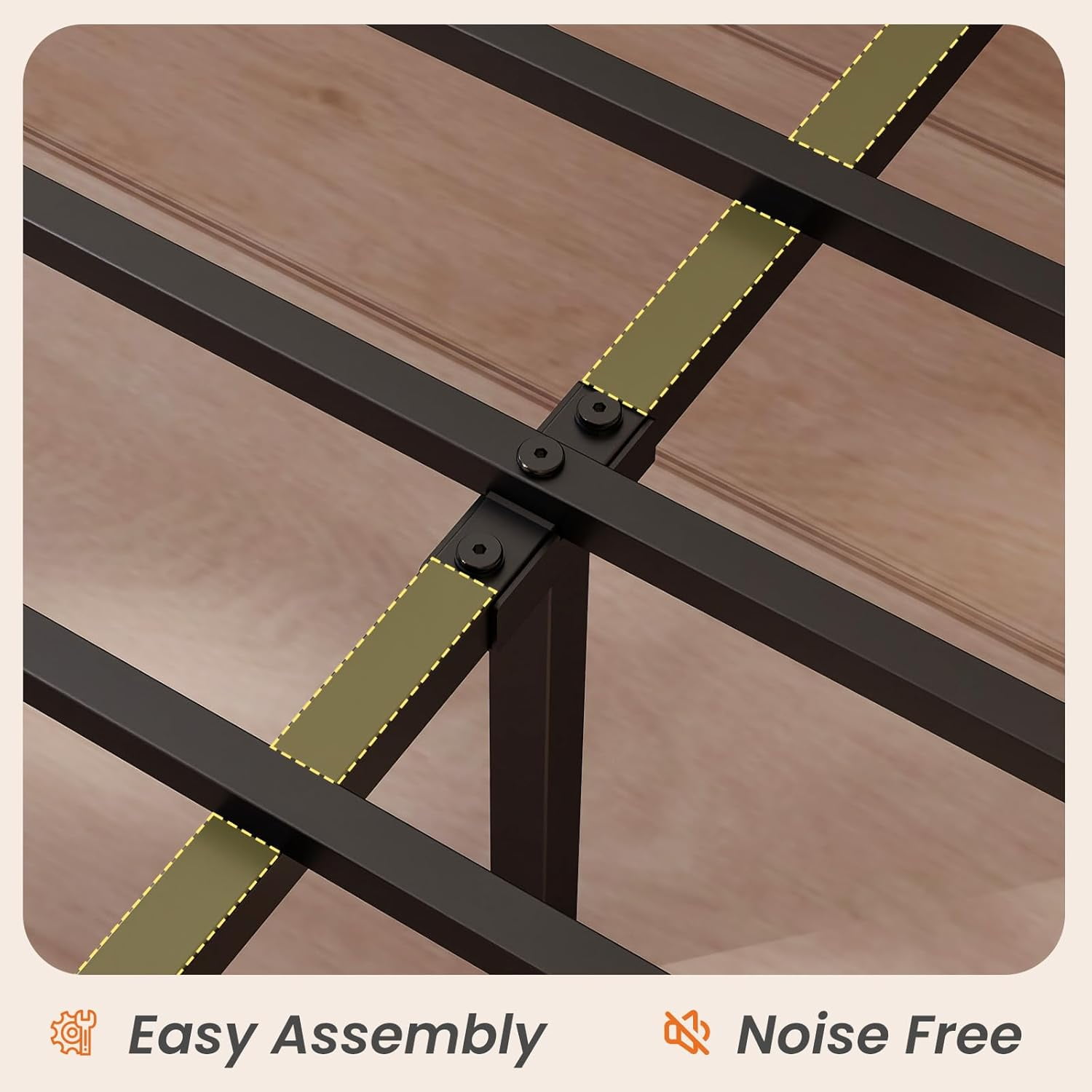 Queen Size Bed Frame, Bed with Headboard, 800LBS Heavy Duty Mattress Foundation with Steel Slats Support (No Box Spring Needed)