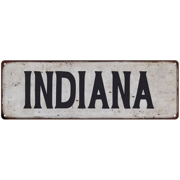 INDIANA Vintage Look Rustic Metal City State Sign 6 x 18 High Gloss Metal 206180041093