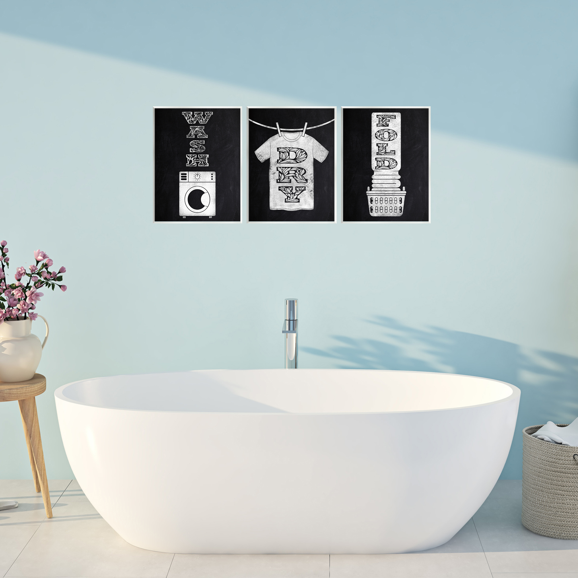Wash & Dry Ornate Letters 3 Piece Wall Plaque Art Set, design by Marcus Prime
