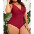 thumbnail image 2 of GFDYREE Women Plus Size One Piece Swimsuits V Neck Tummy Control Bathing Suits Front Cross Swimwear, 2 of 6