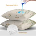thumbnail image 4 of Throw Pillow Covers 16x16 Inch Set of 2, Watercolor Floral Waterproof Outdoor Pillow Covers, Spring Leaves Flowers Botanical Beige Decorative Cushion Pillowcases for Couch, Sofa, Bed, Garden, Patio, 4 of 9