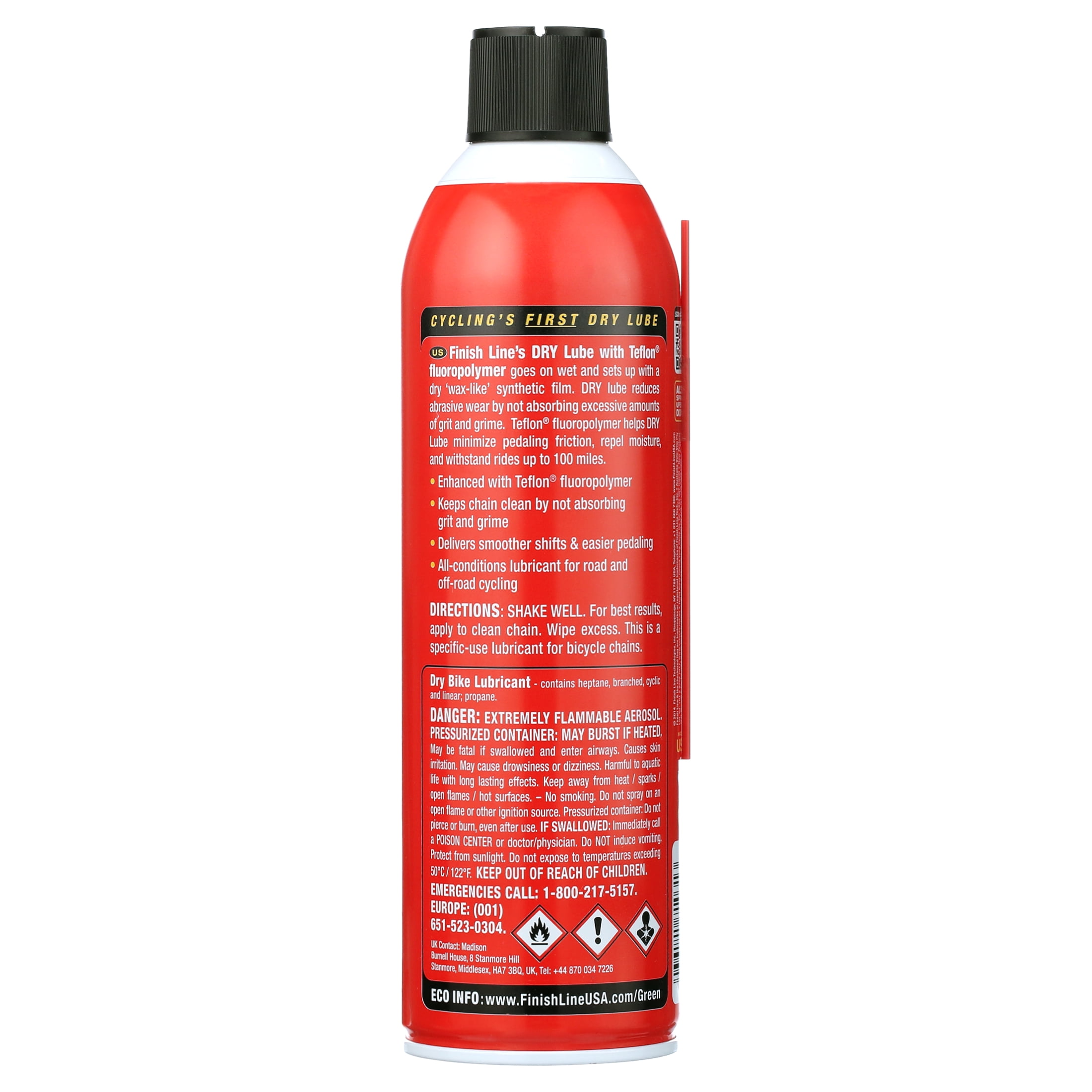 Finish Line Dry Bicycle Aerosol Lubricant 500ml 17oz Walmart