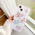 thumbnail image 4 of Compatible with iPhone 15 Plus Butterfly Case Cute Bling Glitter Stars Transparent Clear Design Girly Women Girls Soft TPU Lens Protection Luxury Shockproof Shockproof Cover, Pink, 4 of 7
