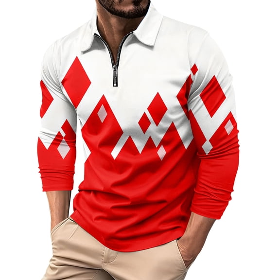QHRMKOG Mens Sweatshirts Color Blocked Warm 1/4 Zip Pullover Loose Fit Sport Stand Collar Sweatshirts Spring Trendy Long Sleeve Tops Red M