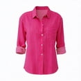 thumbnail image 4 of Business Casual Tops for Women, Yigetop Women's Casual Collared office Work Shirt Long Sleeve Button-Down Dress Blouses Work Tops Striped Button Down Shirt Women Hot Pink L, 4 of 4