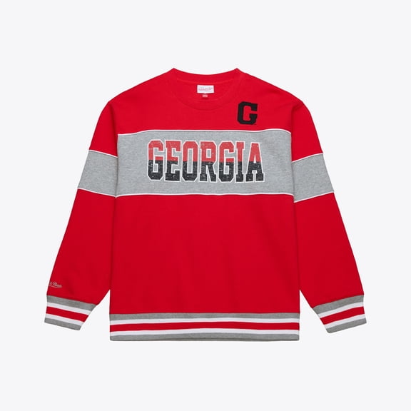 Men's Mitchell & Ness  Red Georgia Bulldogs Fleece Sweatshirt