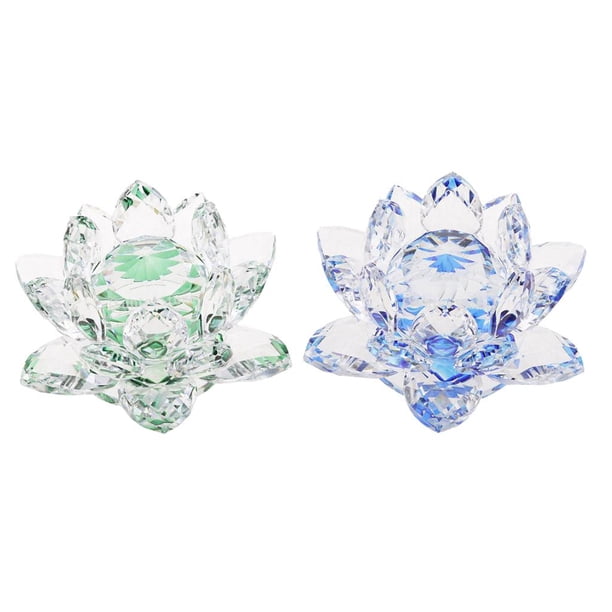 2 Unidades de Flores de Loto Elegante Artesanía de Pisapapeles Articulos para Decoración de 004 azul Soledad Ornamento de la flor de loto de cristal