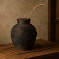 thumbnail image 6 of kowaku Rustic Ceramic Vase Wabi Table Centerpiece Office Farmhouse Flower Vase Black 12.7x12.7x15cm, 6 of 7