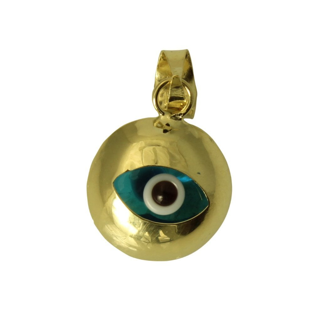Details about   14K Real Yellow Gold Diamond Cut Round Evil Eye Small Charm Pendant Mal De Ojo