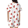 thumbnail image 3 of Naloa Hand Drawn Watermelon Women's Short-Sleeved Pajama Set, Loungewear, Summer pajamas, Breathable Cozy - 4X-Large, 3 of 9