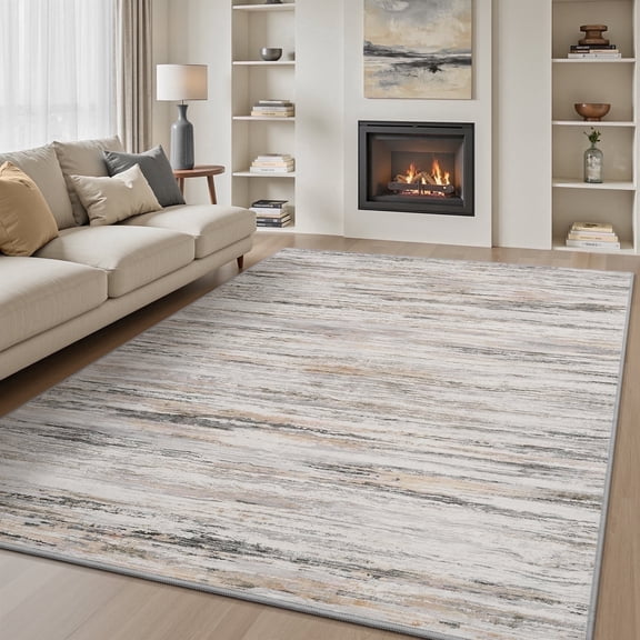 VUNATE 4'x6' Area Rugs for Living Room Abstract Washable Modern Carpet Non Slip Soft Indoor Throw Rug for Bedroom Dining Room Gray