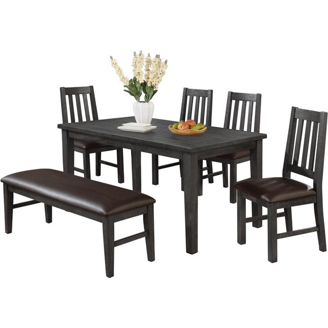 Best Master Furniture Wendy 6 Piece Solid Wood Dining Set in Rustic Gray