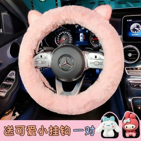 Sanrio Anime Car Accessories Decoration Steering Wheel Cover Kawaii My Melody Cinnamorol Hello Kitty Kuromi Plush Soft Cartoon