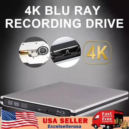 Blue ray Burner USB External Super Slim BD DVD CD RW Disc Writer Movie Player US