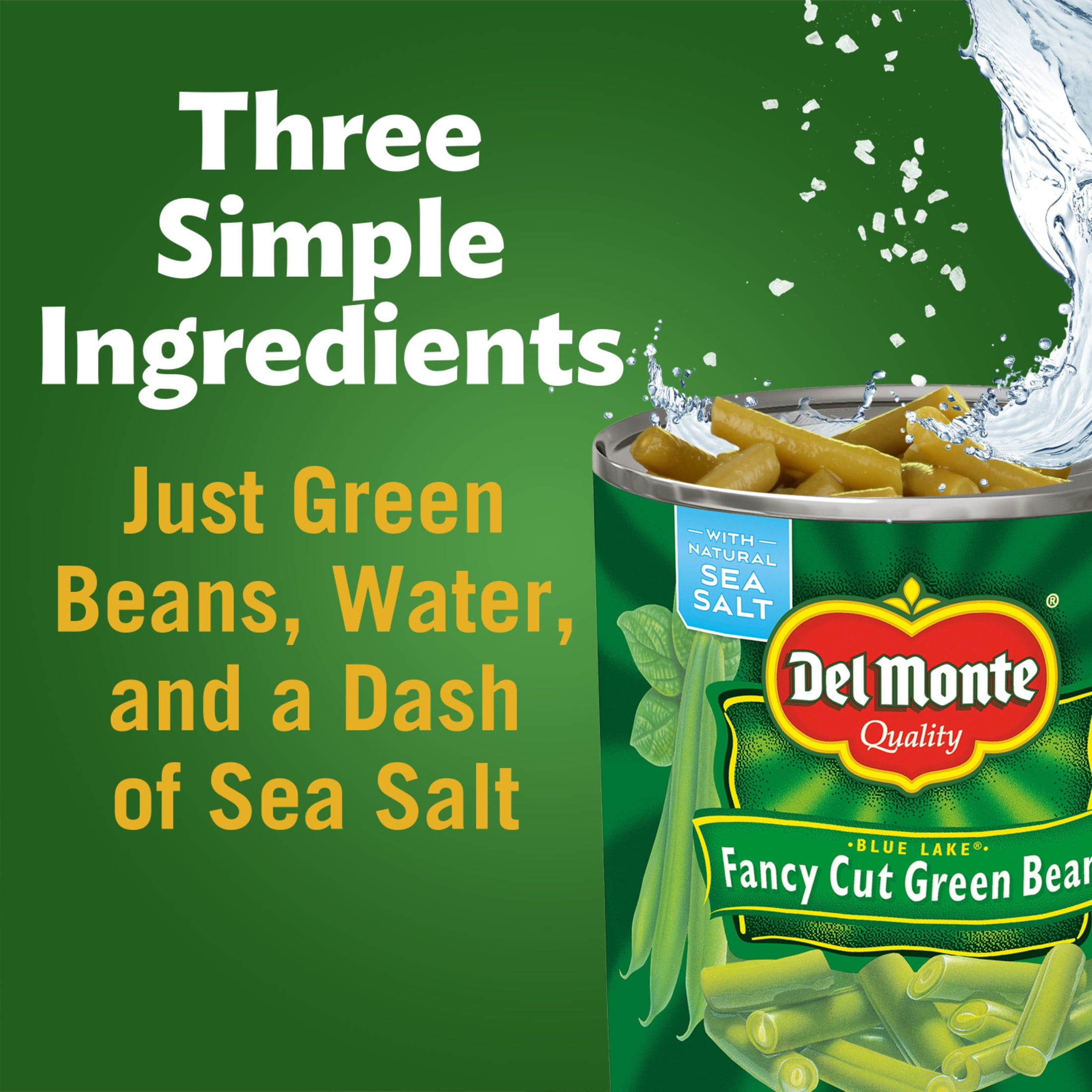 Del Monte Blue Lake Fancy Cut Green Beans, 101 oz Can, Canned Vegetables