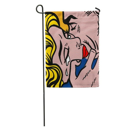 SIDONKU Kiss Couple Embracing Man and Woman Pop Cry Graphic Happy Garden Flag Decorative Flag House Banner 12x18 inch