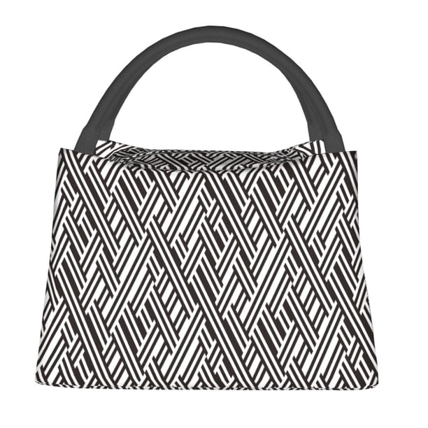 Fotbe Black White Stripes Bolsa Térmica Portátil con Estampado, Bolsa de Entrega de Alimentos Aislada, Bolsa Reutilizable de Gran Capacidad para Comidas y Supermercado