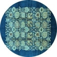 thumbnail image 1 of Ahgly Company Indoor Round Oriental Light Blue Industrial Area Rugs, 3' Round, 1 of 4