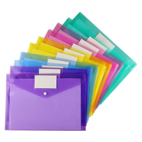Soovim 1Pack Plastic File Folders with Snap Button Closure, A4 Document Plastic Envelopes for Office, A4/Letter Size