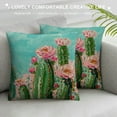thumbnail image 3 of Fenyluxe Oil Painting Cactus Flowers Throw Pillow Covers Tropical Succulents Plants Prickly Pear Decorative Pillow Cases Cushion Cover Home Sofa Decor Summer Style 24x24in, 3 of 5