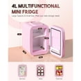 thumbnail image 4 of Anoak Skincare Fridge with Dimmable LED Light Mirror,4 Liter/6 Can Mini Fridge Skincare for Bedroom,Office, Car, Dorm,Cooler and Warmer, Portable Mini Fridge for Skin Care, Cosmetics, Food,Pink, 4 of 7