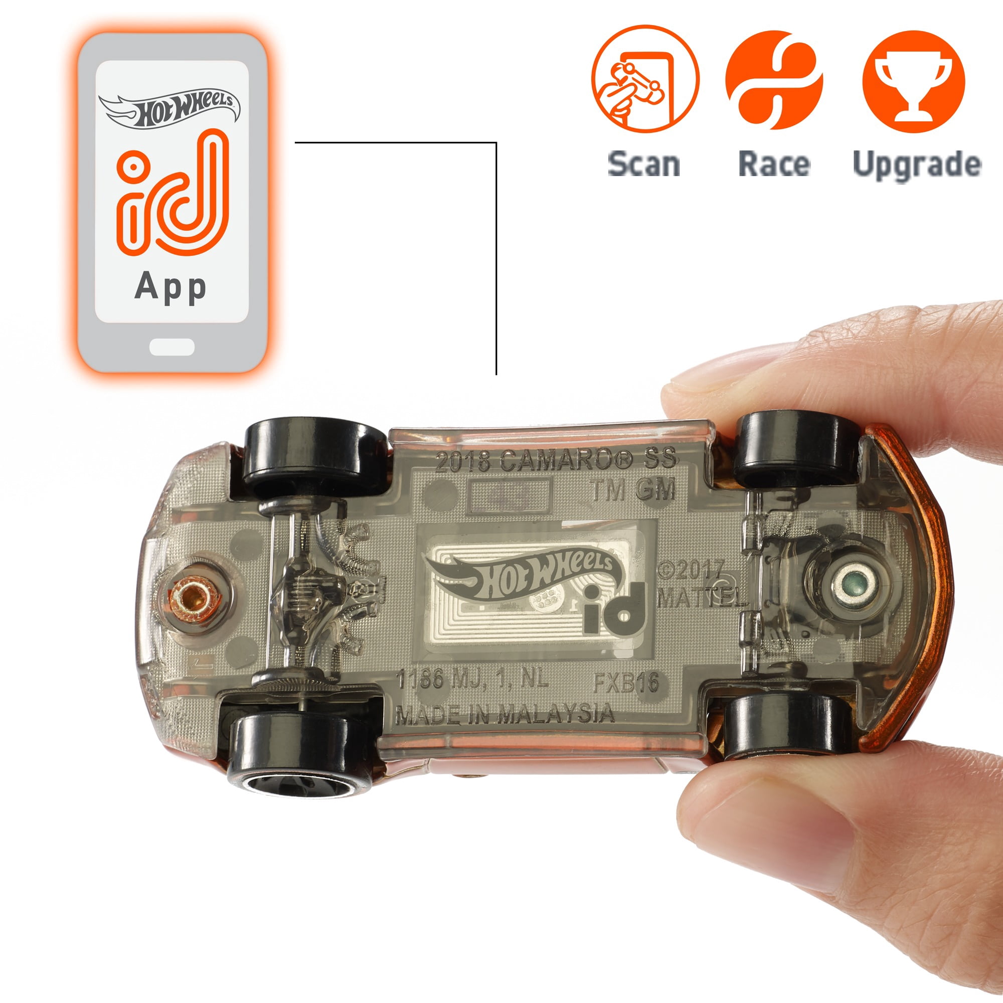 Hot Wheels id Vehicle ’18 Camaro SS With Embedded NFC Chip, 1:64 Scale