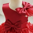 thumbnail image 5 of Alvivi Flower Girl Wedding Party Formal Gown Toddler 3D Butterfly Applique Tulle Tutu Princess Dress Burgundy 4-5, 5 of 7
