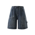 thumbnail image 6 of cfhntfmh Big and Tall Mens Baggy Jeans Shorts Loose Fit Wide Leg Denim Shorts Summer Fashion Streetwear Vintage Cargo Shorts, 6 of 7