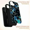 thumbnail image 4 of Blue Kawaii Cat Phone Case, Cute Cartoon Heart Eyes Black Cat Design Protective Cover for iPhone 16 15 14 13 12 11 Pro Max Mini Plus, 4 of 6