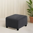 thumbnail image 4 of Square Ottoman Covers Slipcover Stretch Comfortable Jacquard Fabric with Elastic Bottom Form Fit Furniture Protector for Footrest Pouffe Foot Stool Storage, Removable Washable Spandex, 4 of 5