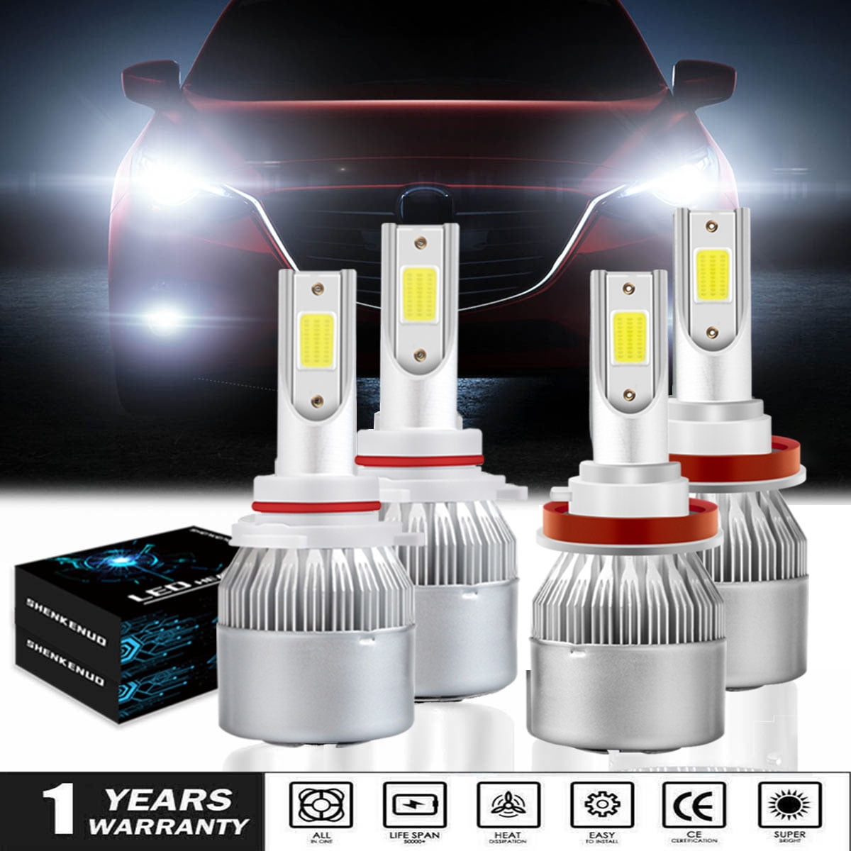 wasserette Algemeen Oneerlijk For Mazda 3 2014 2015 2016 2017 LED Headlight Bulbs 9005 H11 High and Low  Beam 4pc - Walmart.com