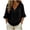 Black, variant on Womens 3/4 Sleeve Gauze Tops Button V Neck Summer Blouse Loose Fit Casual Boho T Shirts Solid Lightweight Beach Vacation Tee Shirt Black S